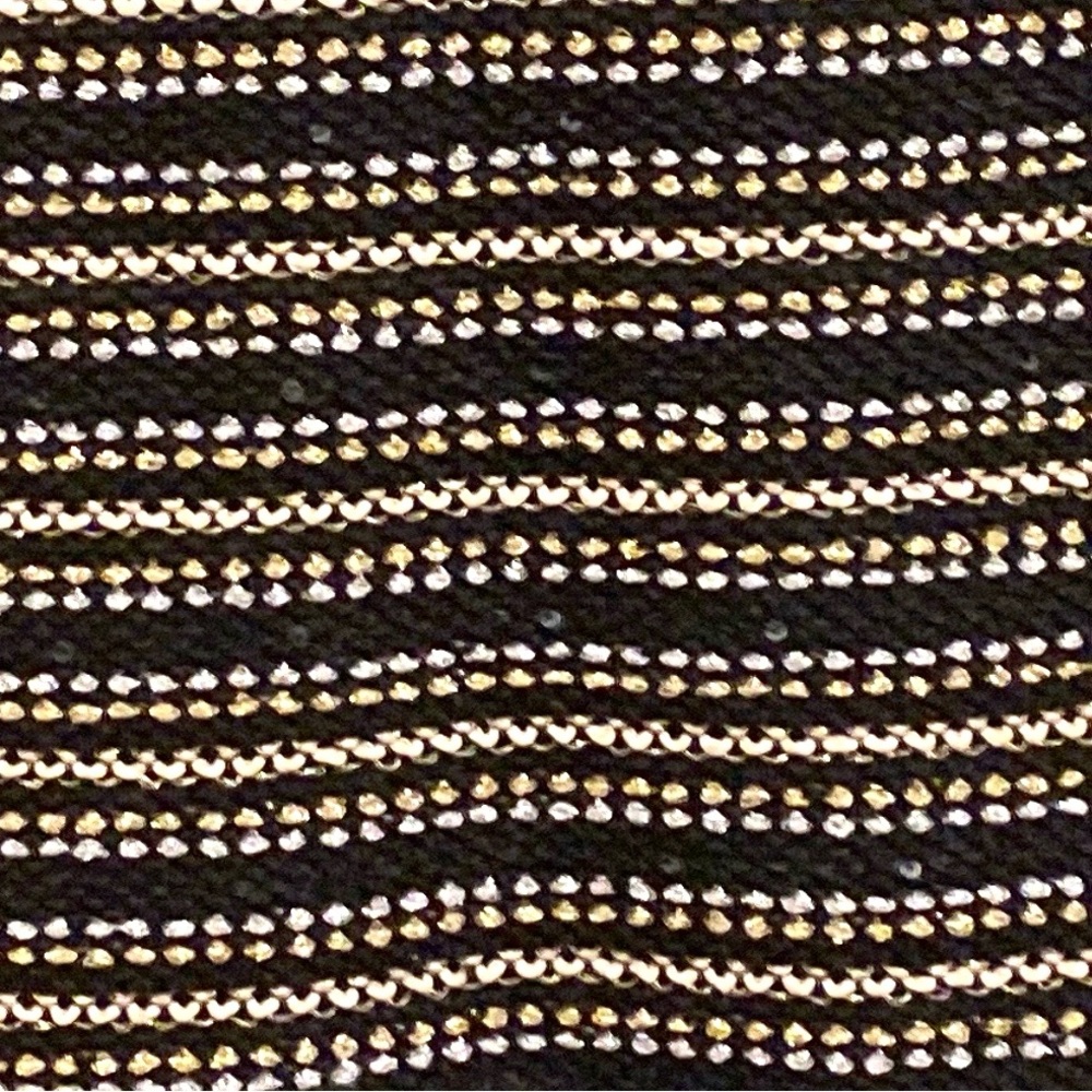 Cato Black Metallic Sequin Striped Silver Gold Flare Business Career Skirt SZ L - Picture 4 of 10